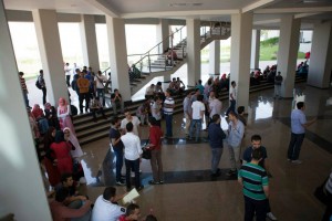 Students at the Zewail City attended classes inside the disputed buildings during the first day of the academic year on Sunday (Photo Courtesy of Zewail City’s Facebook page)